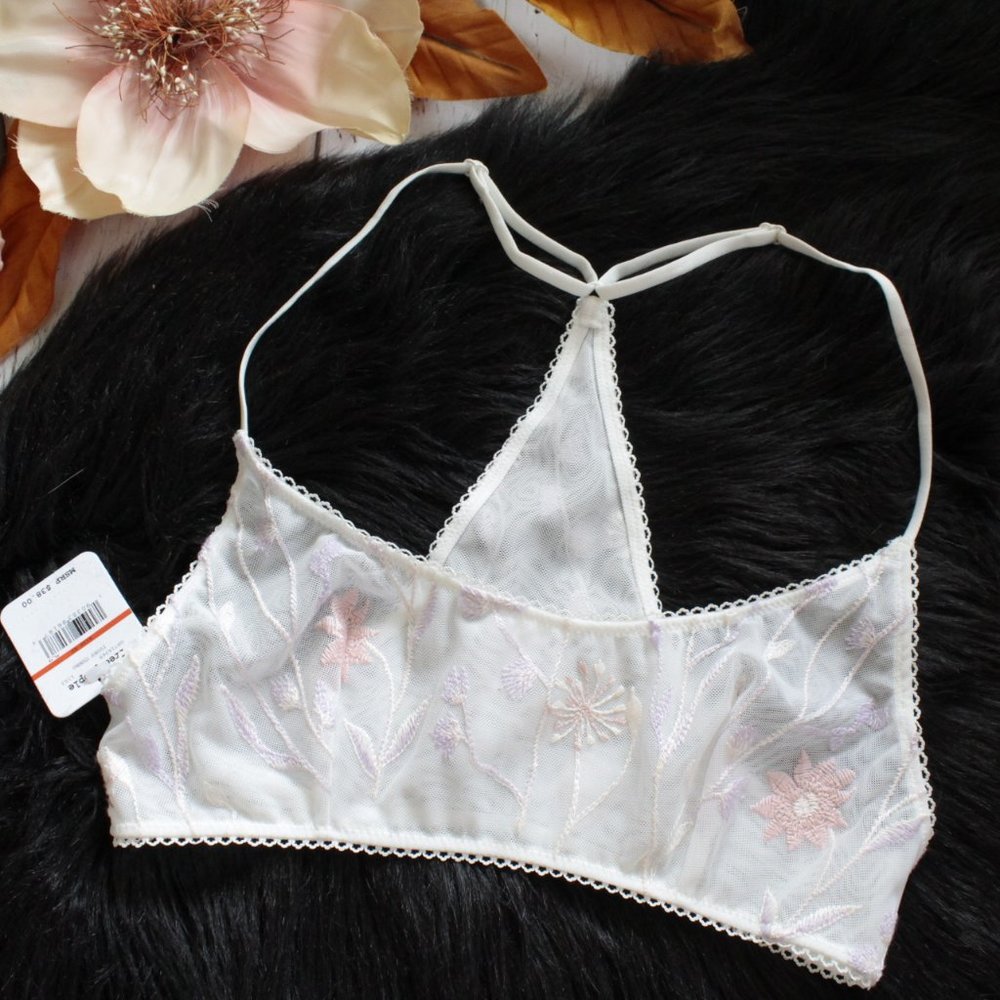 Free People So Into You Embroidered Bra White S - Picture 2 of 7